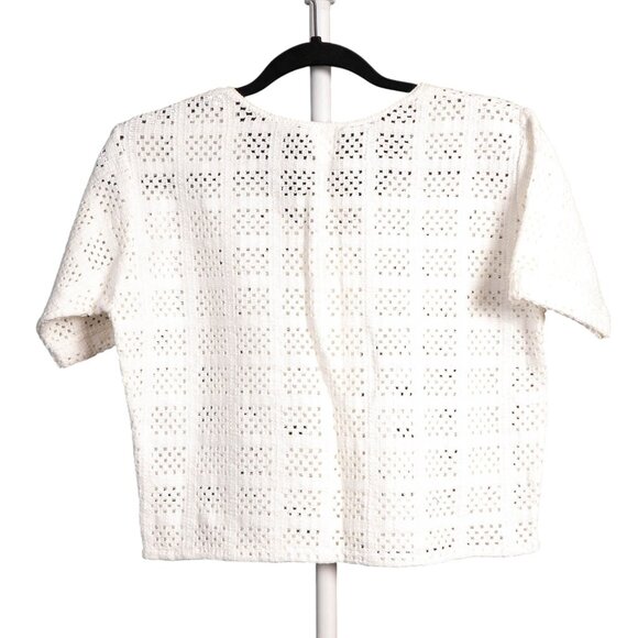 Objects DArt VTG Cardigan Sweater L White Cropped Boho Indie Hippie Sweetheart - Picture 7 of 7